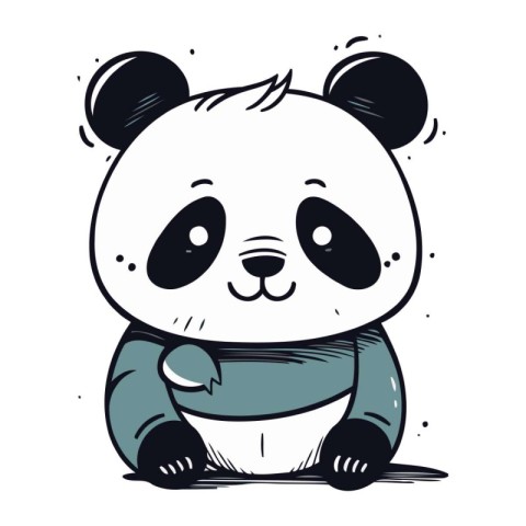 Cute cartoon panda vector illustration. Hand drawn panda.