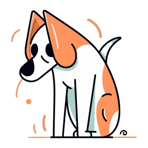 Vector illustration of a cute dog. Flat line art style design.