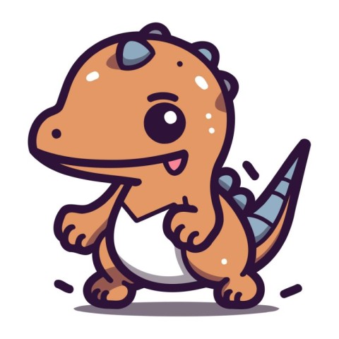 Cute Dinosaur Cartoon Character Vector Illustration. Isolated On