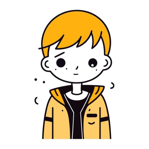 cute boy with coat and hairstyle design. vector illustration gra