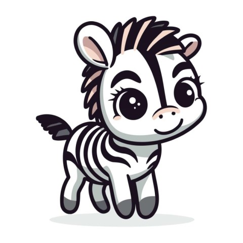 Cute cartoon zebra. Vector illustration isolated on white backgr