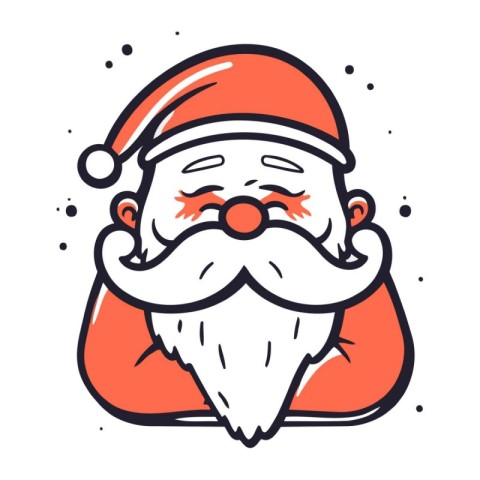 Santa Claus face with beard and moustache. Vector illustration.