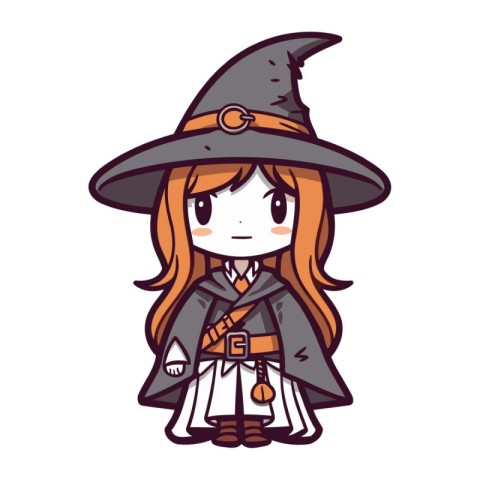 Witch Girl Cartoon Mascot Character Vector Illustration EPS10