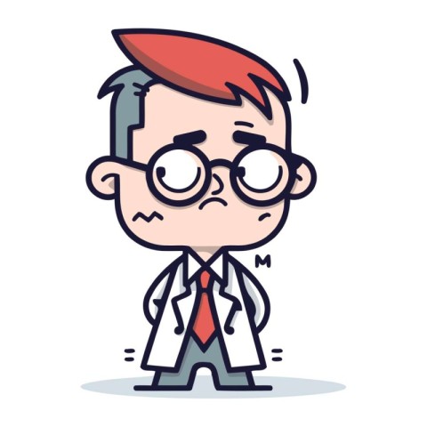 Frightened Scientist Cartoon Character Vector Illustration. Busi