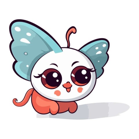 Cute cartoon butterfly character. Vector illustration in a flat