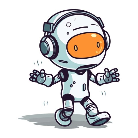 Astronaut in headphones. Vector illustration of a cartoon charac