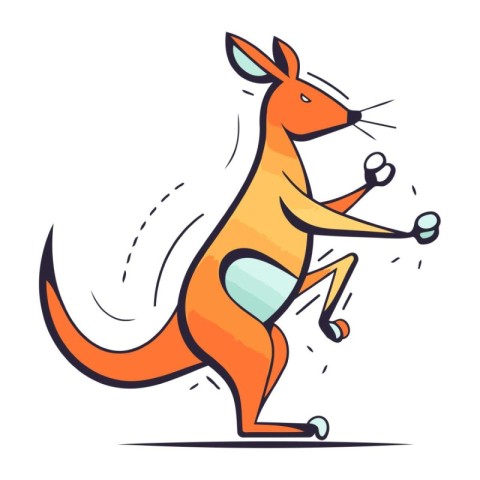 Kangaroo. Cartoon illustration of a kangaroo playing cricket.