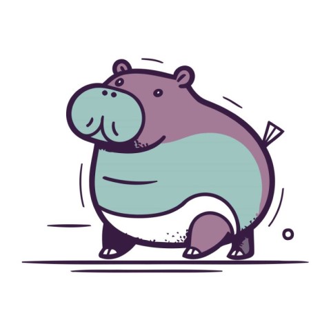 Cute hippopotamus. Vector illustration in doodle style