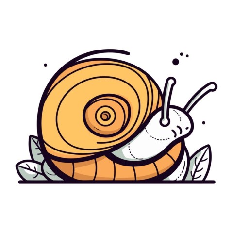 Cartoon snail on a white background. Vector illustration of a sn