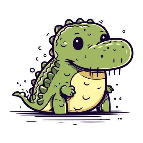 Cute cartoon crocodile. Vector illustration isolated on white ba