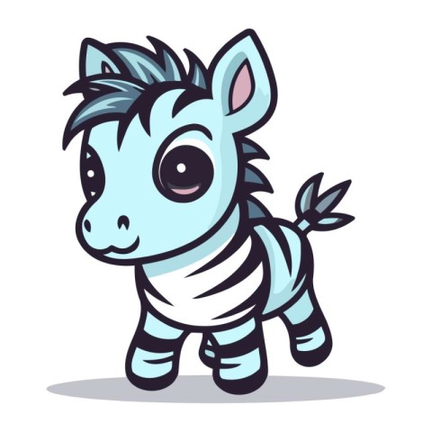 Zebra cartoon character vector illustration. Cute cartoon zebra.