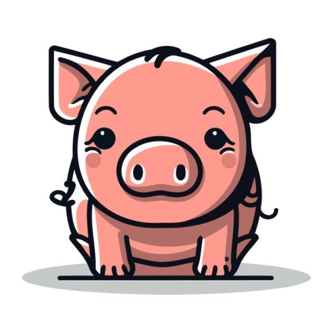 Pig cartoon character vector illustration. Cute pig cartoon masc