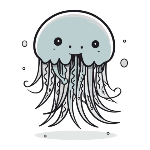 Cute cartoon jellyfish on a white background. Vector illustratio