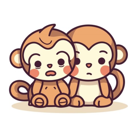 cute monkey and monkey couple cartoon vector illustration graphi