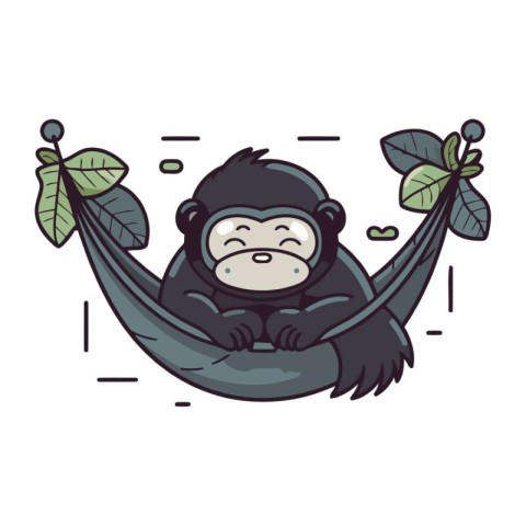 Monkey in hammock. Vector illustration of a funny animal.