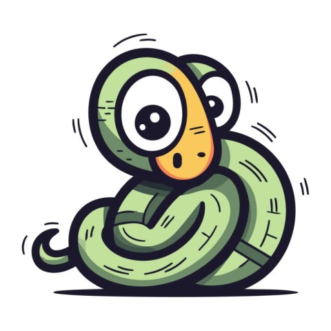 Cute cartoon snake. Vector illustration. Isolated on white backg