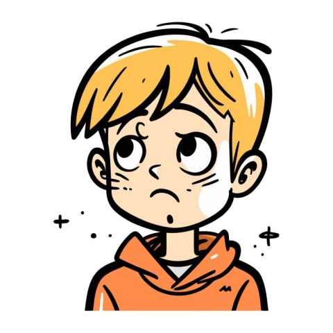 Sad boy with facial expression. vector illustration in doodle st