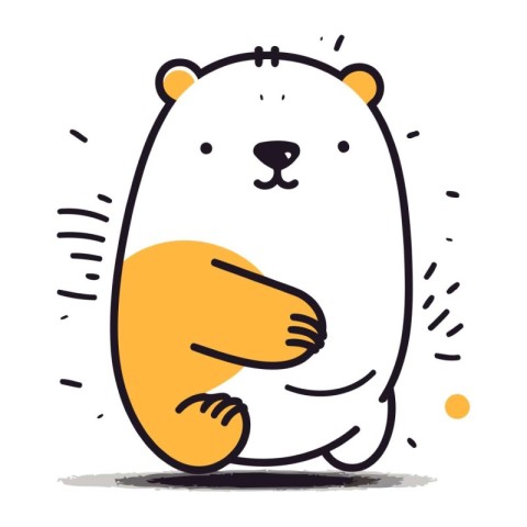 Cute hand drawn polar bear. Vector illustration isolated on whit