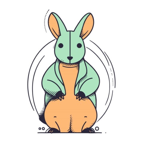 Cute kangaroo. Vector illustration in doodle style.