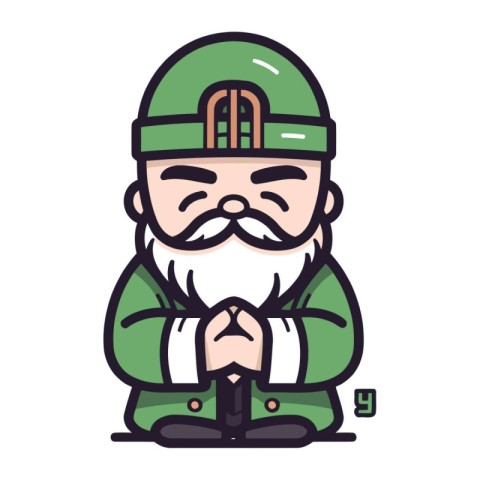 Leprechaun or Leprechaun with a beard and mustache in a green ha