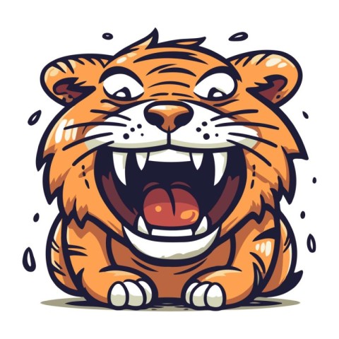 Angry tiger. Vector illustration of a wild cat. Cartoon style.