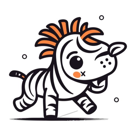 Cute cartoon zebra isolated on white background. Vector illustra