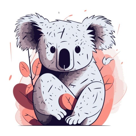 Cute koala vector illustration. Hand drawn cute koala vector ill