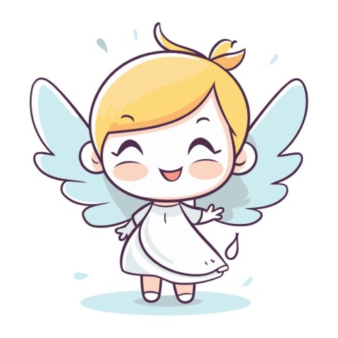 Cute little angel with wings. Vector illustration of a cute litt