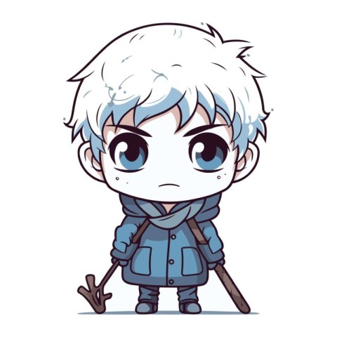 Cute little boy in winter clothes. Vector illustration. Cartoon