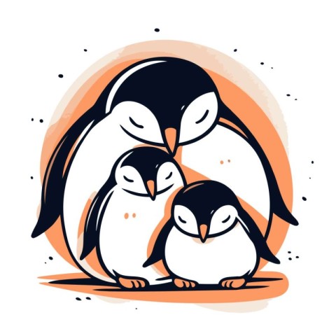 Penguin family. Vector illustration of cute penguin family.