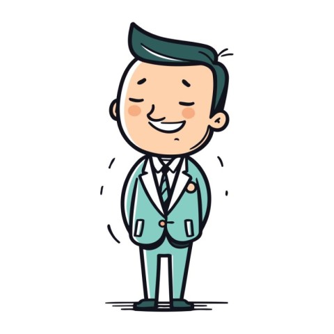 Smiling Businessman Wearing Suit   Vector Cartoon Character Illu