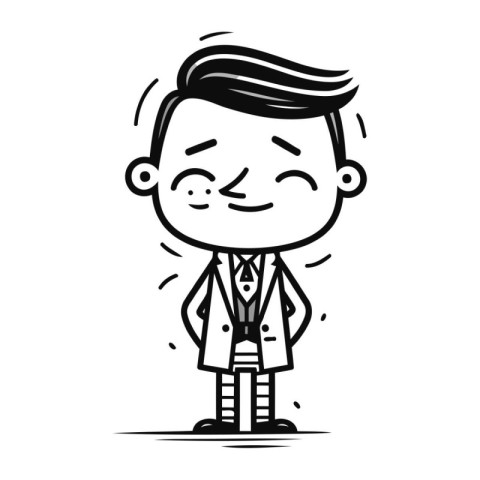 Cute Cartoon Businessman Character Wearing Suit Vector Illustrat