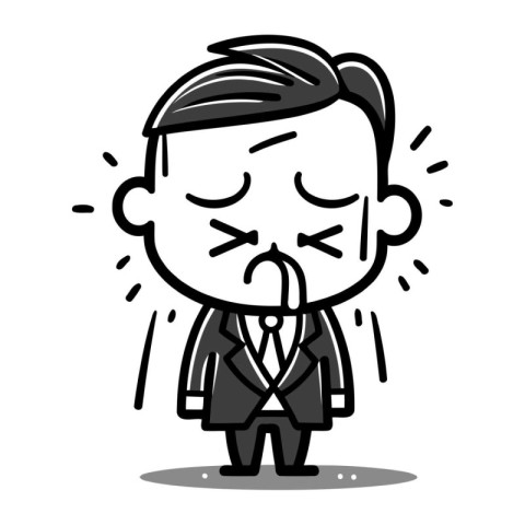 Sick Cartoon Businessman   Vector Illustration