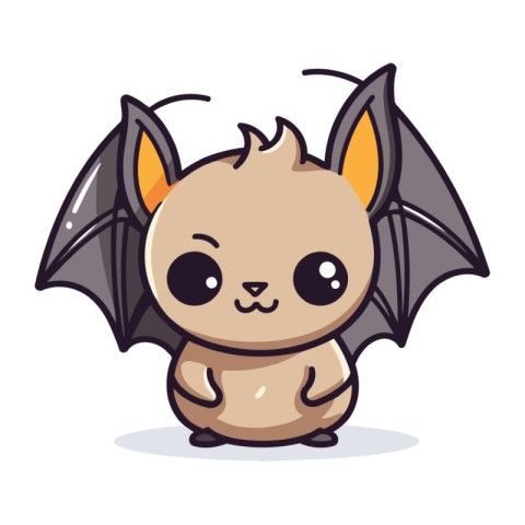 Cute Bat Cartoon Mascot Character. Vector Illustration.