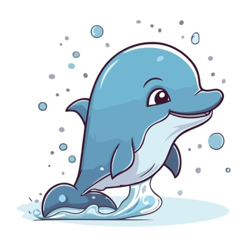 Cartoon dolphin. Vector illustration of a cute cartoon dolphin i