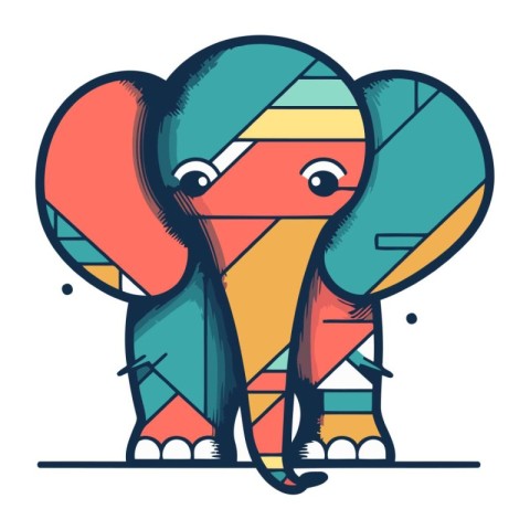 Cute cartoon elephant. Colorful vector illustration. Isolated on