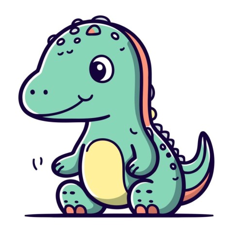 Cute cartoon dinosaur. Vector illustration isolated on a white b