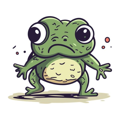 Frog cartoon character. Vector illustration of a funny green fro