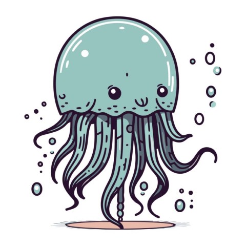 Cute cartoon jellyfish. Vector illustration of a sea animal.