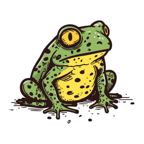 Frog. Hand drawn vector illustration. Isolated on white backgrou