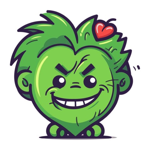 Vector Illustration of a Smiling Green Apple Cartoon Character w