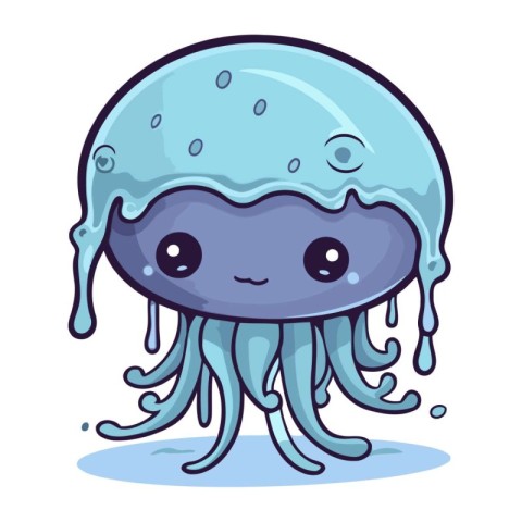 Cute cartoon jellyfish. Vector illustration isolated on white ba