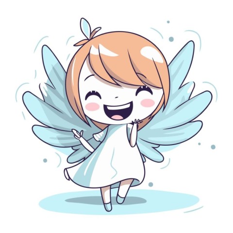 Cute little angel with wings. Vector illustration for your desig