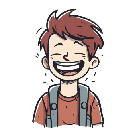 Smiling happy boy. Vector illustration in doodle style.