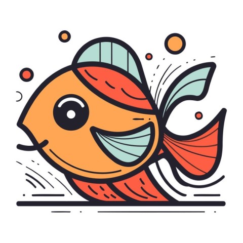 Cute cartoon fish. Vector illustration. Isolated on white backgr