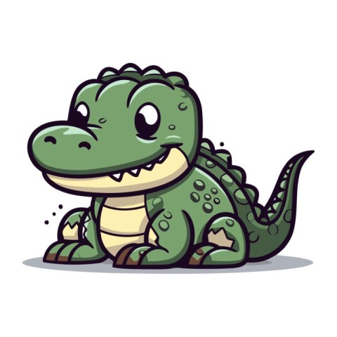 Cute crocodile cartoon character. Vector illustration isolated o