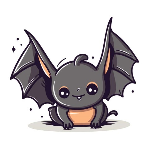 Cute Bat Cartoon Mascot Character. Vector Illustration.