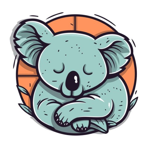 Cute cartoon koala sleeping. Vector illustration of a sleeping k