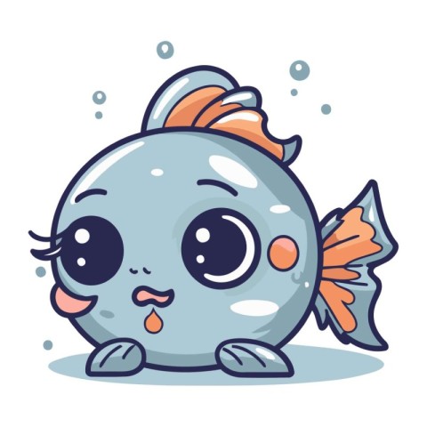 Cute cartoon fish. Vector illustration isolated on a white backg