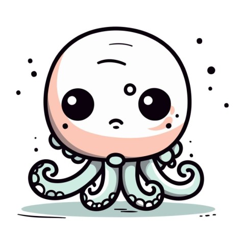 Illustration of cute octopus cartoon character on white backgrou